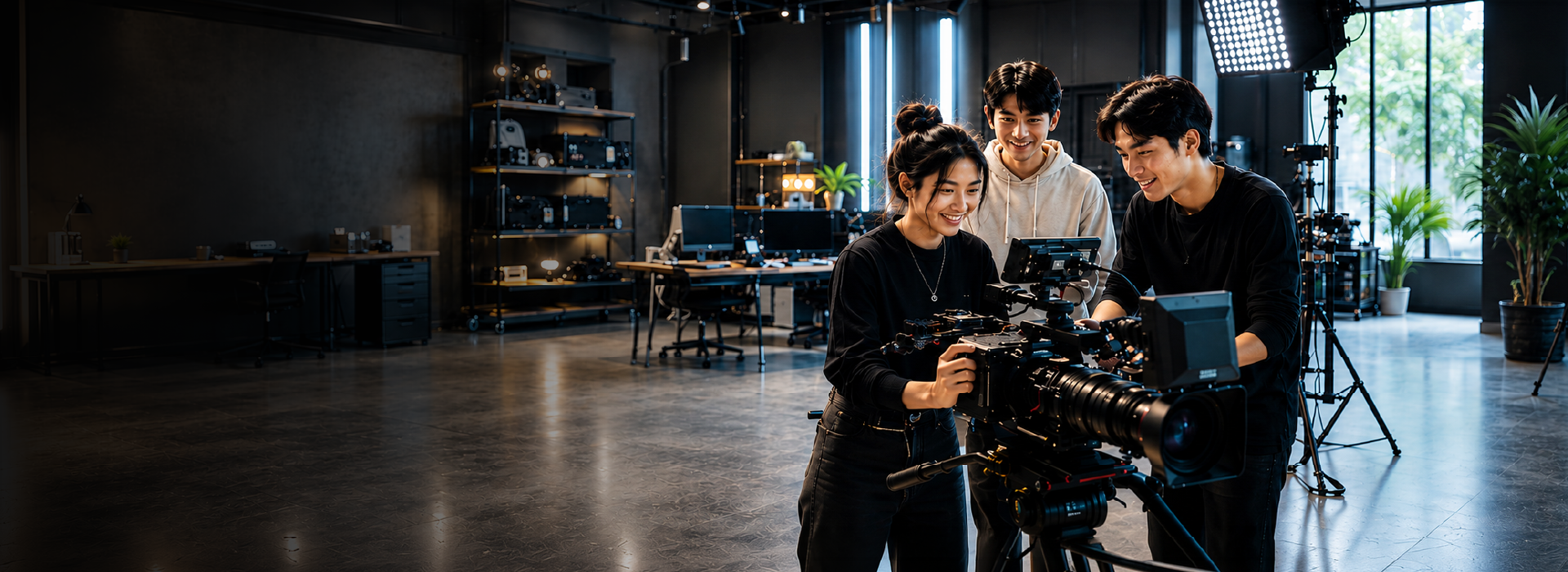 BAC media students creating digital content in a studio